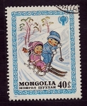 Sellos de Asia - Mongolia -  Esqui