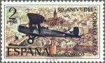 Stamps Spain -  2059 - L aniversario del correo aéreo - De Havilland DH-9