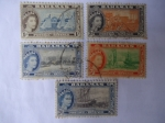 Stamps : America : Bahamas :  Queen Elizabeth II and Landscapes Issue,1954 -El Tema de los Paisajes (1954)