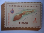 Stamps : Asia : East_Timor :  Mapa de Timor Oriental-Colonia de Portugal.