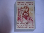 Stamps : Africa : Mauritania :  Pozo Pastoral - Serie: Motivos Locales 1961.
