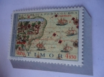 Sellos de Asia - Timor oriental -  Mapa de Brasil - V Centenario nacimiento de Pedro Alvares Cabral (1468-1968) Carta de Lopo Homem Rei