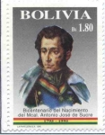 Stamps Bolivia -  Bicentenario del nacimiento del mariscal antonio Jose de Sucre