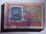 Stamps Costa Rica -  Centenario del Sello Postaal-Sello de 1863 dentro de otro del 1963-William Le Lachu, 1802/63