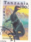 Stamps Tanzania -  animales prehistóricos- Iguanodon 