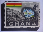 Sellos del Mundo : Africa : Ghana : Diamante - Mina de Diamante- Serie: Símbolos Nacionales
