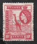 Sellos del Mundo : Africa : Uganda : 91 - Elizabeth II, y Jirafa