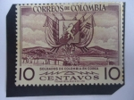 Stamps Colombia -  Soldados de Colombia en Corea - Escudo de Armas-Soldados Construyendo Puente.