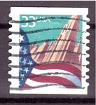 Stamps United States -  Bandera y edificios