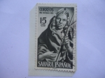 Stamps Spain -  Ed:106 - Pro-Infancia 1953 - Serie:Sahara Español - Instrumento Musical -España-Colonias.
