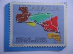 Stamps Nicaragua -  Mercado Común Centroamericano - Mapa de América Central.