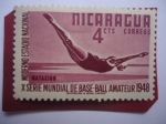 Stamps : America : Nicaragua :  Natación - X Serie Mundial de Base-Ball Amateur 1948 - Moderno Estadio Nacional