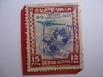 Sellos de America - Guatemala -  Centenario del Sello Postal (1840-1940) - Globos Terráqueos - Quezal