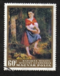Stamps Hungary -  Pinturas: Chica en el bosque de Miklós Barabás