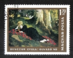 Stamps Hungary -  Pinturas: Mujer leyendo por Gyula Benczúr