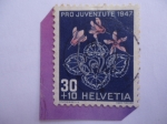 Stamps : Europe : Switzerland :  Pro Juventute 1947- Alpine Cyclamen-Alpine Flower, Jacobo Burchardt.