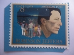 Sellos de America - Estados Unidos -  Poeta, Robinson Jeffers (1887-1962) - Robinson, su familia, su burro y casa en Carmel (California)