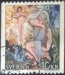 Stamps Sweden -  Scott#1027 , intercambio 0,35 usd , 10 krona , 1973
