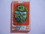 Stamps Egypt -  Día del Sello - Emblema del Escarabajo, Mariquita - Arqueología