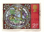 Stamps United Kingdom -  Navidad 1971. Vidriera da la Catedral de Canterbury. El sueño de los reyes.