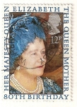Stamps United Kingdom -  80 cumpleaños de la Reina Madre Isabel.