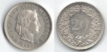 monedas de Europa - Suiza -  20 cts suizos