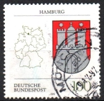 Stamps Germany -  ESCUDO  DE  ARMAS  DE  HAMBURGO.  Scott 1704.