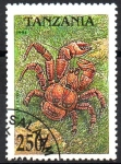 Stamps Tanzania -  CANGREJOS.  BIRGUS  LATRO.  Scott 1299.