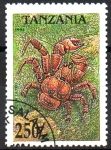 Sellos de Africa - Tanzania -  CANGREJOS.  BIRGUS  LATRO.  Scott 1299.