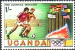 Stamps Uganda -  22nd  JUEGOS  OLÍMPICOS  DE  VERANO  EN  MOSCÚ.  FÚTBOL.  Scott 299.