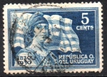 Stamps Uruguay -  100th  INDEPENDENCIA  DEL  URUGUAY.  LIBERTAD  Y  BANDERA  DEL  URUGUAY.  Scott 398.
