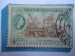 Stamps : America : Honduras :  Honduras Británicas - Serie:Queen Elizabeth II - Industria Pineras- Sector Maderero.