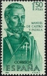 Stamps : Europe : Spain :  Forjadores de América - Manuel de Castro y Padilla  1966 1,50 pts