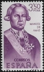 Stamps : Europe : Spain :  Forjadores de América - Manuel de Amat i Junyent  1966 3,50 pts