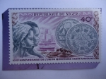 Stamps : Africa : Niger :  10° Aniversario de la Unión Monetaria de África Occidental -Monedas con Escudo de Armas.
