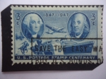 Stamps United States -  U.S.Postage Stamp Centenary- Washington y Franklin- Vehículos para transporte de Correo - Centenario