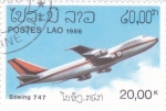Stamps Laos -  AVION BOEING 747