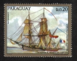 Stamps : America : Paraguay :  Pinturas de viejos buques de guerra, A. Roux