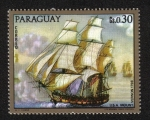 Sellos de America - Paraguay -  Pinturas de viejos buques de guerra, USS Mount Vernon 1798
