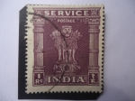 Stamps India -  Capitel de Asoka - Emblema Nacional de la India-Cuatro Leones de Espalda - Serie: 1958/66