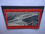 Stamps Germany -  Alemania Democrática-Estación de Tren en la ciudad de Sassnit-125°Años Ferrocarriles Alemanes.