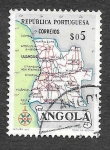 Sellos de Africa - Angola -  386 - Mapa de Angola