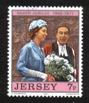 Sellos de Europa - Reino Unido -  Reina Isabel, visita a Jersey, 1957.