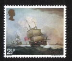 Stamps United Kingdom -  Pinturas, 'Flota inglesa en el canal' (P. Monamy)