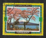 Stamps United Arab Emirates -  Ajman - Estampa japonesa, Cerezo en flor