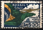 Sellos de America - Brasil -  BANDERA  Y  AEROPLANO.  Scott  C 31.