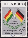 Stamps : America : Bolivia :  Visita del presidente Alemán -1987