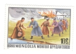 Sellos de Asia - Mongolia -  Apagando fuegos