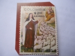Stamps Colombia -  Santa Teresa de Jesús - (Sello del,1970) - Oleo:Baltazar de Figueroa. 