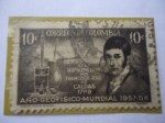 Stamps Colombia -  Año Geografico Mundial 1957/58 - Descubrimiento de la Hipsometría por Francisco José de Caldas, 1799